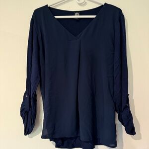 Bobeau Navy Long Sleeve Shirt, size medium